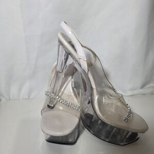 Elegant Clear Platform Heels with Rhinestone Accents